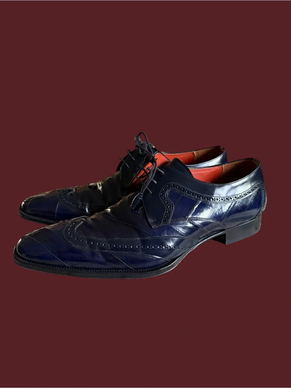 Mezlan Blue Leather Wingtip Oxford Dress Shoes Mens Size Size 13 Luxury Spain